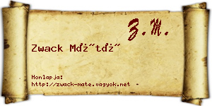 Zwack Máté névjegykártya
